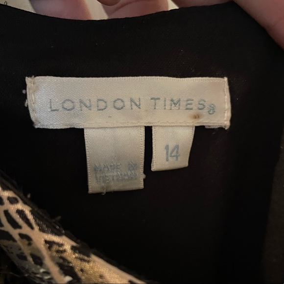 One Shoulder Black and Gold Satin Dress Feather Detail Sz 14 - Picture 7 of 9